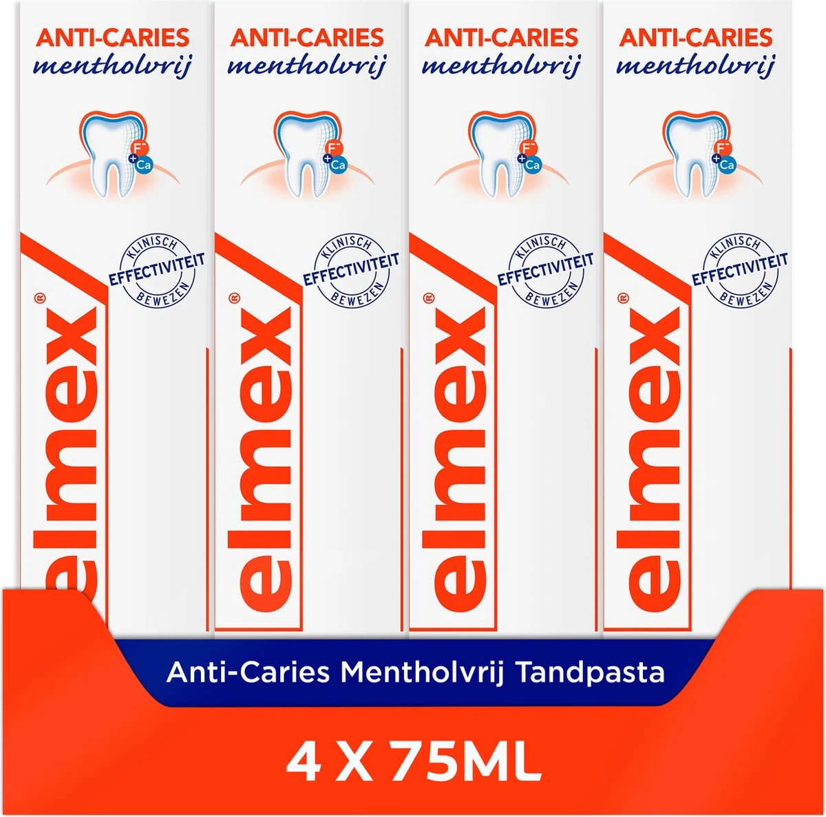 Elmex Anti Cariës Mentholvrij Tandpasta 4 X 75ml - Voordeelverpakking