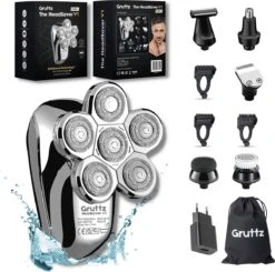 Gruttz - 9-in-1 Scheerapparaat Mannen - Hoofd Kaal Scheren - Gezicht En Hoofd Trimmer - Waterdicht - Nat En Droog Shaver
