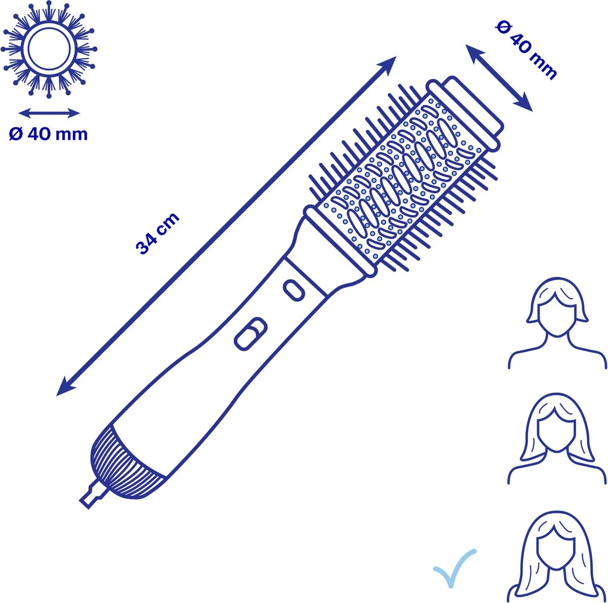 Trendwares Föhnborstel 3 In 1 - Magic Brush Voor Krullen / Kort / Lang & Stijl Haar – Krulborstel - Föhn – Stijltang – Krultang – Föhnborstel Rond – Zwart/Roze 4 Trendwares Föhnborstel 3 In 1 - Magic Brush Voor Krullen / Kort / Lang & Stijl Haar – Krulborstel - Föhn – Stijltang – Krultang – Föhnborstel Rond – Zwart/Roze - Afbeelding 2
