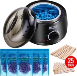 Maxius - Wax Ontharen - 500 Gr Wax Beans - 25 Spatels - Complete Set - Zwart