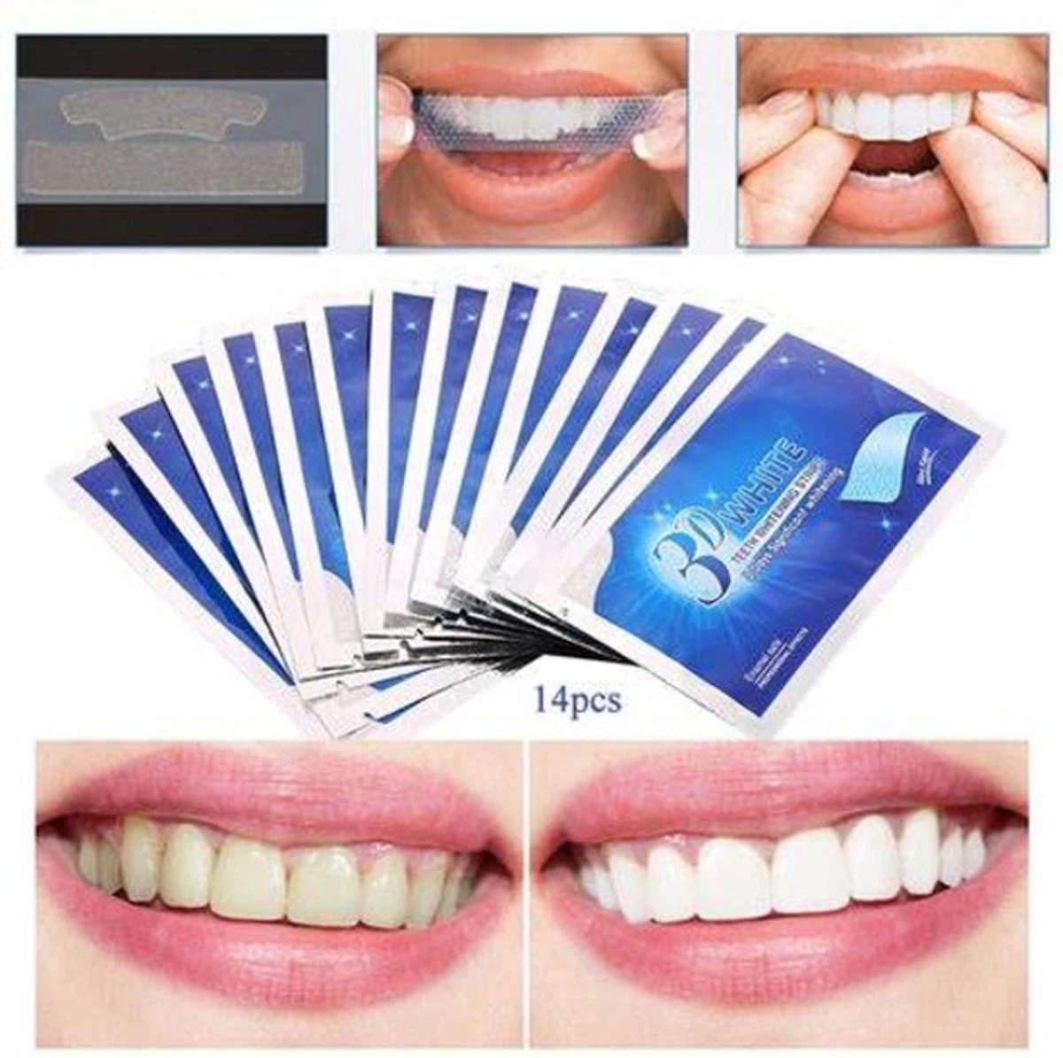 Merkloos Tanden Bleken Met 14 Sets Whitening Strips - Tandenbleekset Met Bamboe Tandenborstel - Tanden Bleekstrips