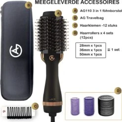 AG110 Luxe 3-in-1 Fohnborstel - Goud - Keramische Fohnborstels - Inclusief Travelbag, 12 Kleefrollen & 12 Haarclips - Ronde Borstel - 1000w - Krulborstel - Magic Brush - Lang/Kort/Stijl/Krullen Zwart 30 AG110 Luxe 3-in-1 Fohnborstel - Goud - Keramische Fohnborstels - Inclusief Travelbag, 12 Kleefrollen & 12 Haarclips - Ronde Borstel - 1000w - Krulborstel - Magic Brush - Lang/Kort/Stijl/Krullen Zwart -BaByliss Verkoopwinkel 1200x1195 32