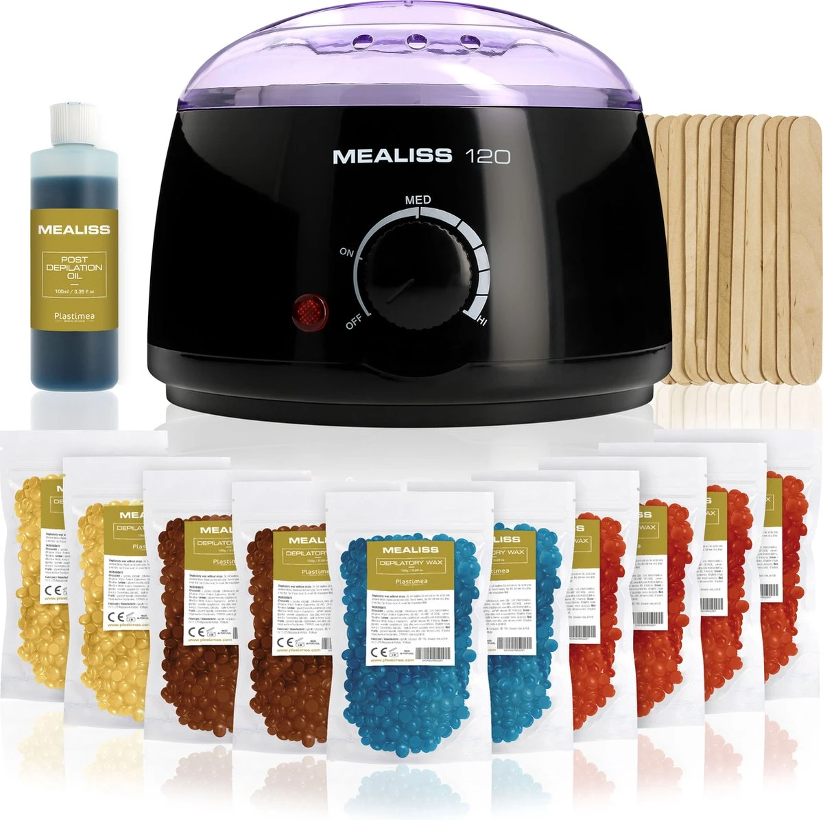 Kit Mealiss®120 - Wax - 1000 Gr Hypoallergene Wax - Spatels - 100ml Olie