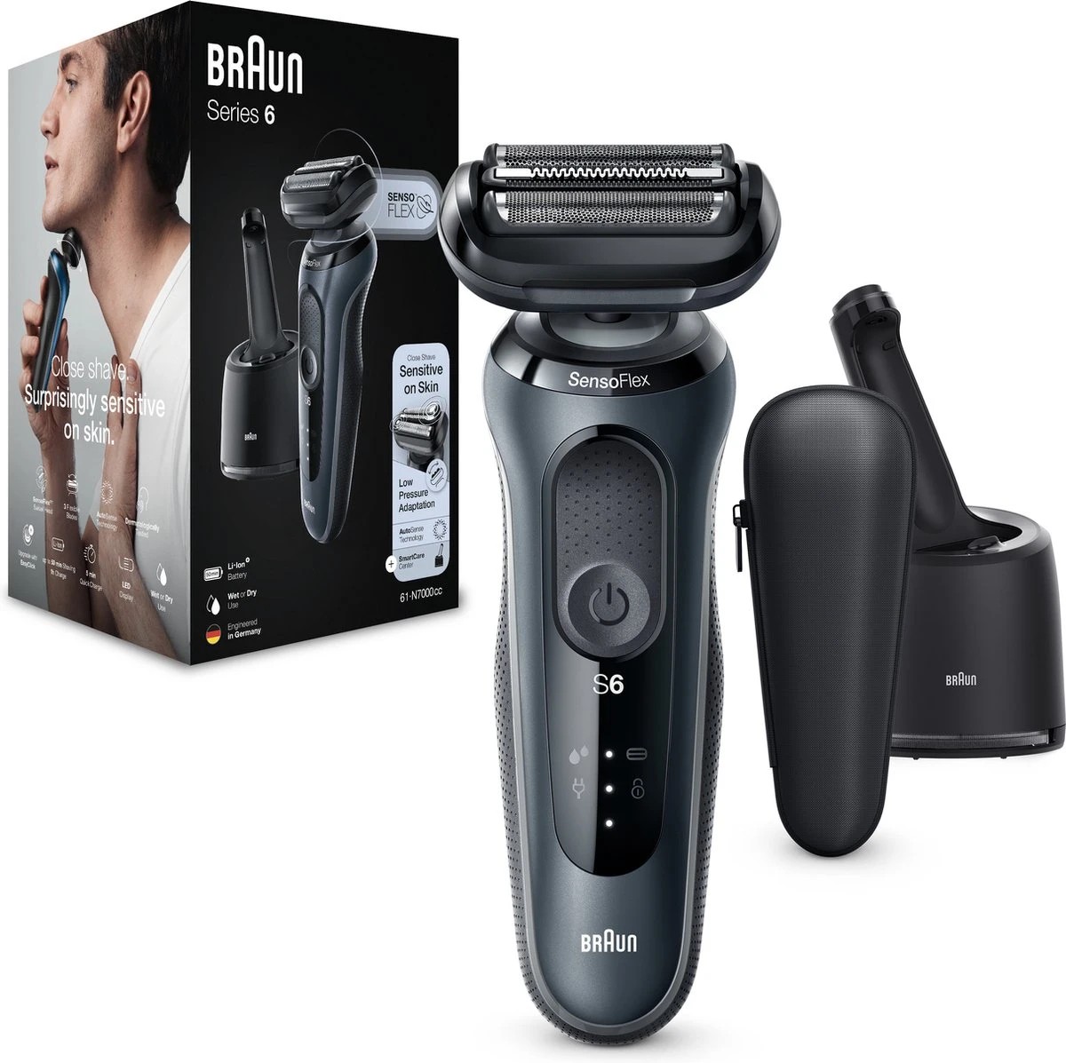 Braun Series 6 61-N7000cc - Elektrisch Scheerapparaat Mannen - Met SmartCare Center - Grijs