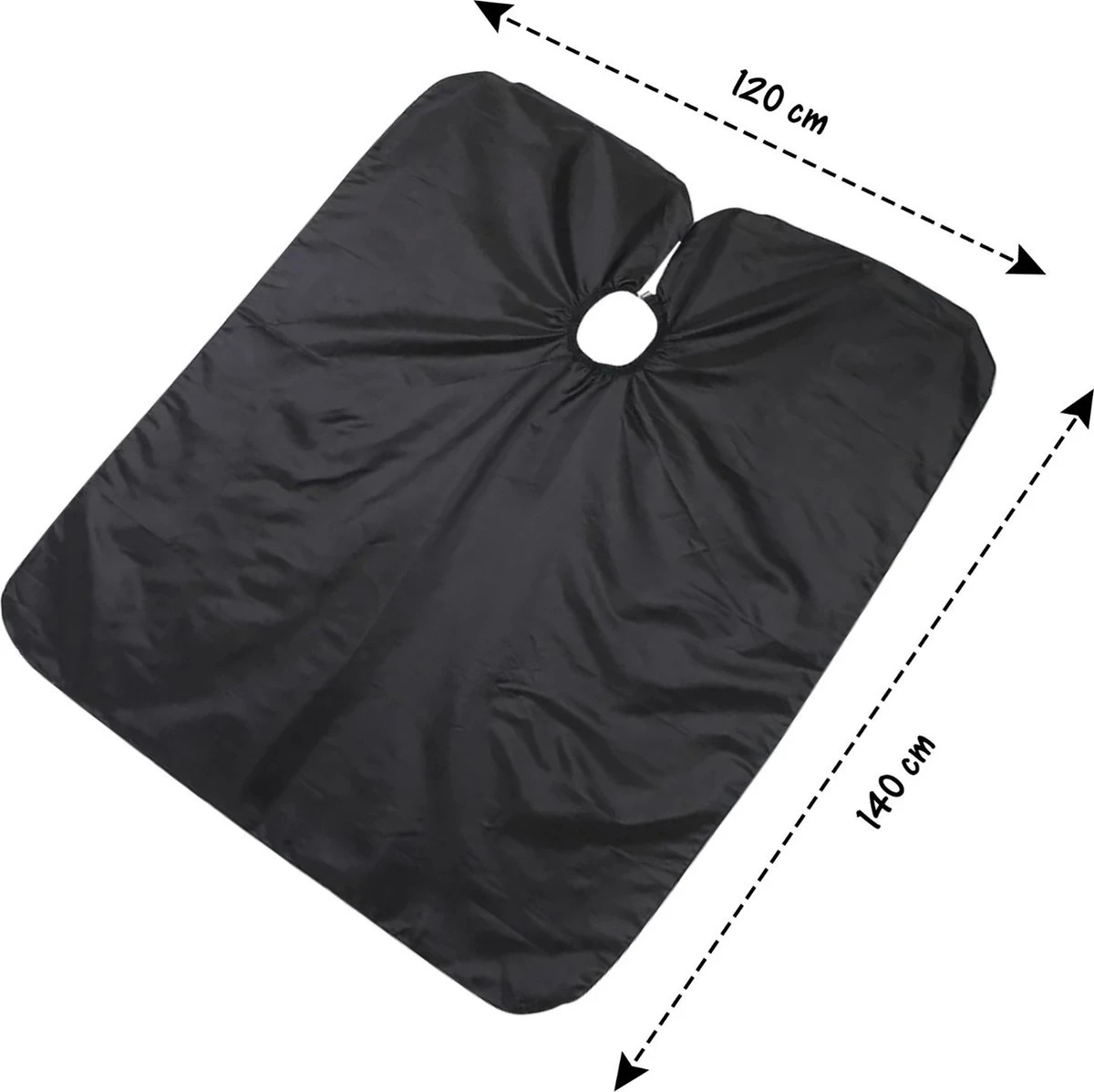 Merkloos Kappersmantel – Elastische Halssluiting - Metalen Gesp – Kapmantel Zwart - Afbeelding 2