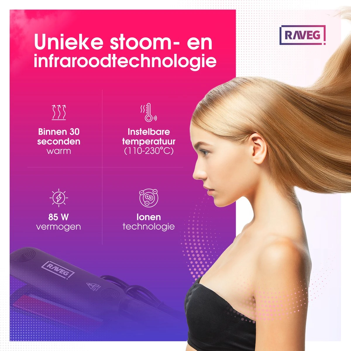 Stoom Stijltang Steampod 3.0 - RAVEG 4 Stoom Stijltang Steampod 3.0 - RAVEG - Afbeelding 2