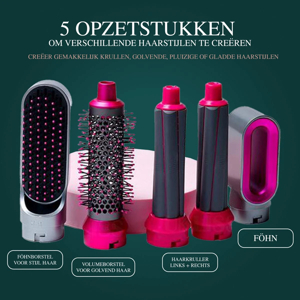 Zenits Airwrap 5 In 1 - Multistyler - Krultang & Stijltang - Fohn Borstel - Haar Wrap - Stijlborstel - Afbeelding 2