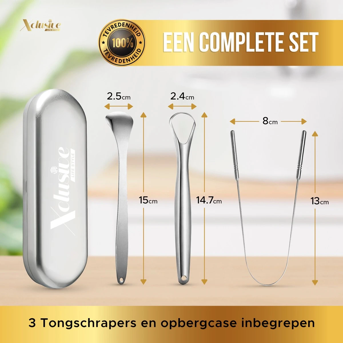 Xclusive-lifestyle® - Luxe RVS Tongschraperset - 4-Delige Professionele Tongreiniger - Mondverzorging - Mondhygiëne - Herbruikbaar En Duurzaam - Ayurveda - Aanbevolen Door Tandartsen - Afbeelding 2