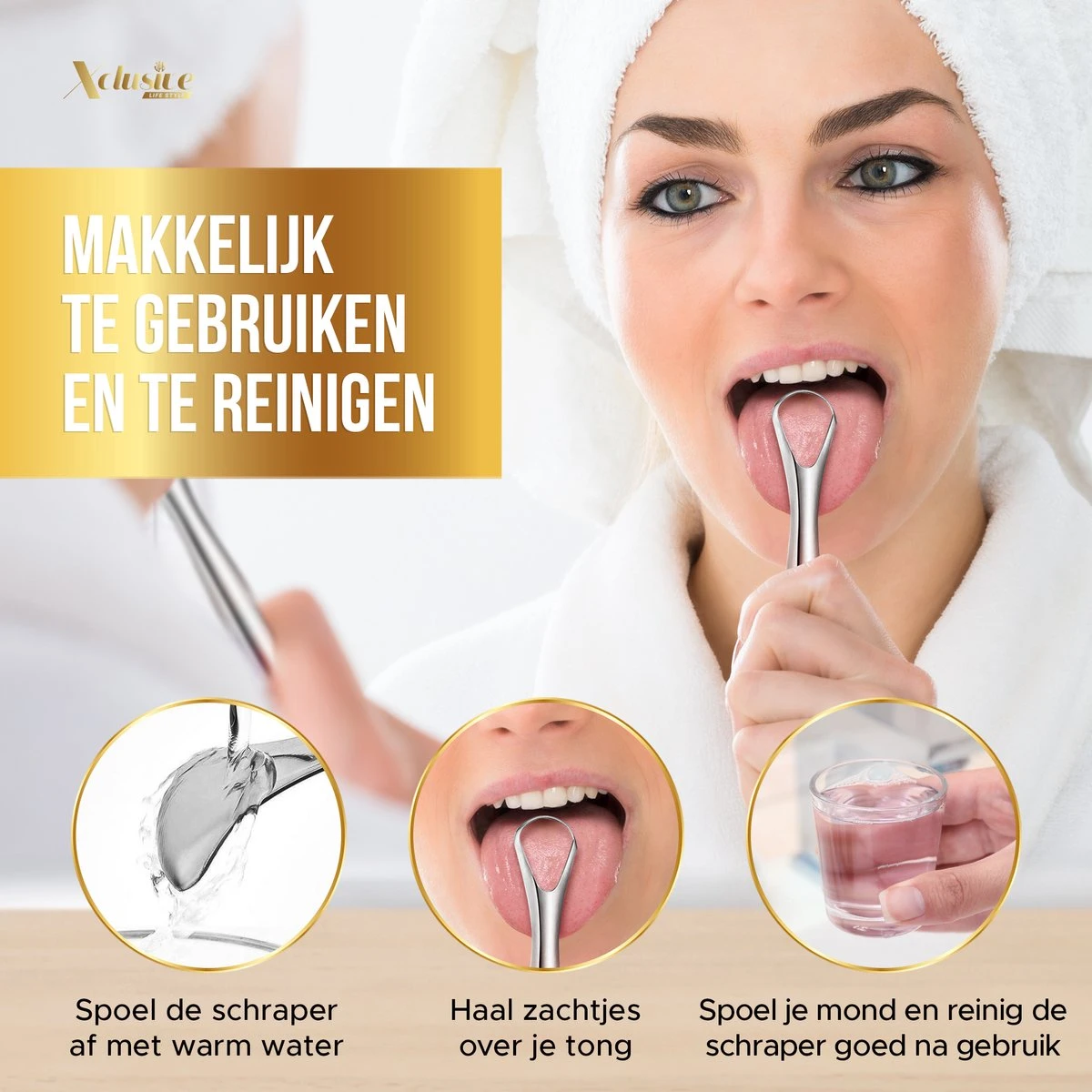Xclusive-lifestyle® - Luxe RVS Tongschraperset - 4-Delige Professionele Tongreiniger - Mondverzorging - Mondhygiëne - Herbruikbaar En Duurzaam - Ayurveda - Aanbevolen Door Tandartsen - Afbeelding 7