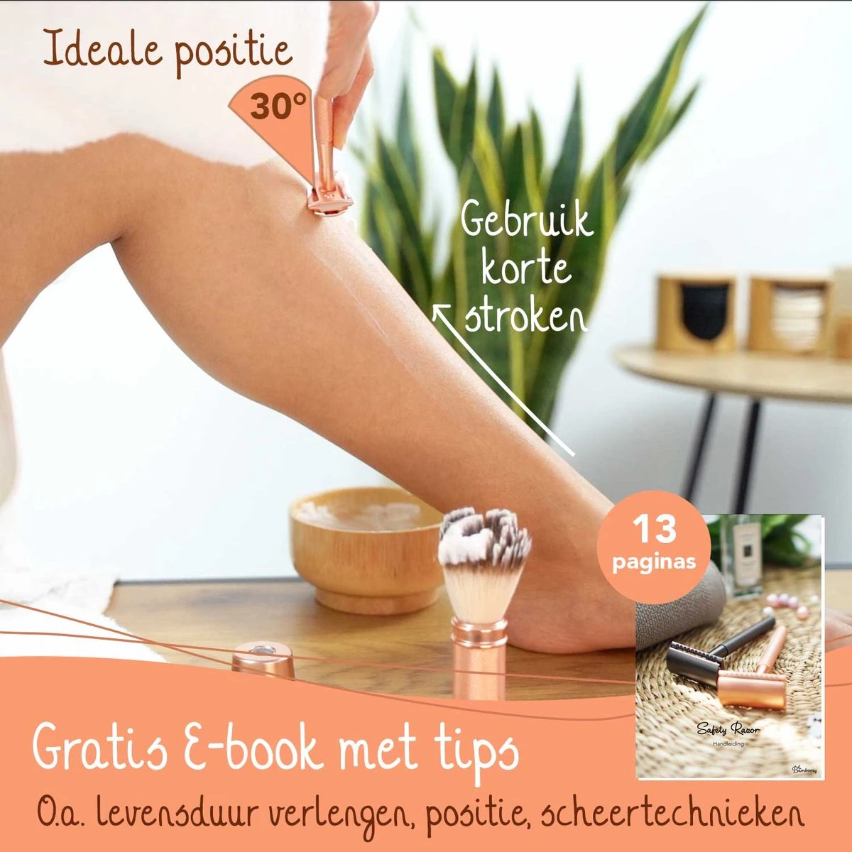 Bamboozy Safety Razor RVS + 20 Scheermesjes Rose Gold Goud Voor Vrouwen Dames Zero Waste Duurzaam Scheermesje Veiligheidsscheermes - Afbeelding 8