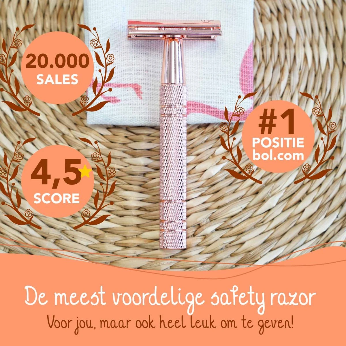 Safety Razor Starterkit Aluminium Voor Vrouw Rose Gold Goud - 20 Mesjes - Scheerkwast - Scheerzeep - Scheren Starterset - Afbeelding 2