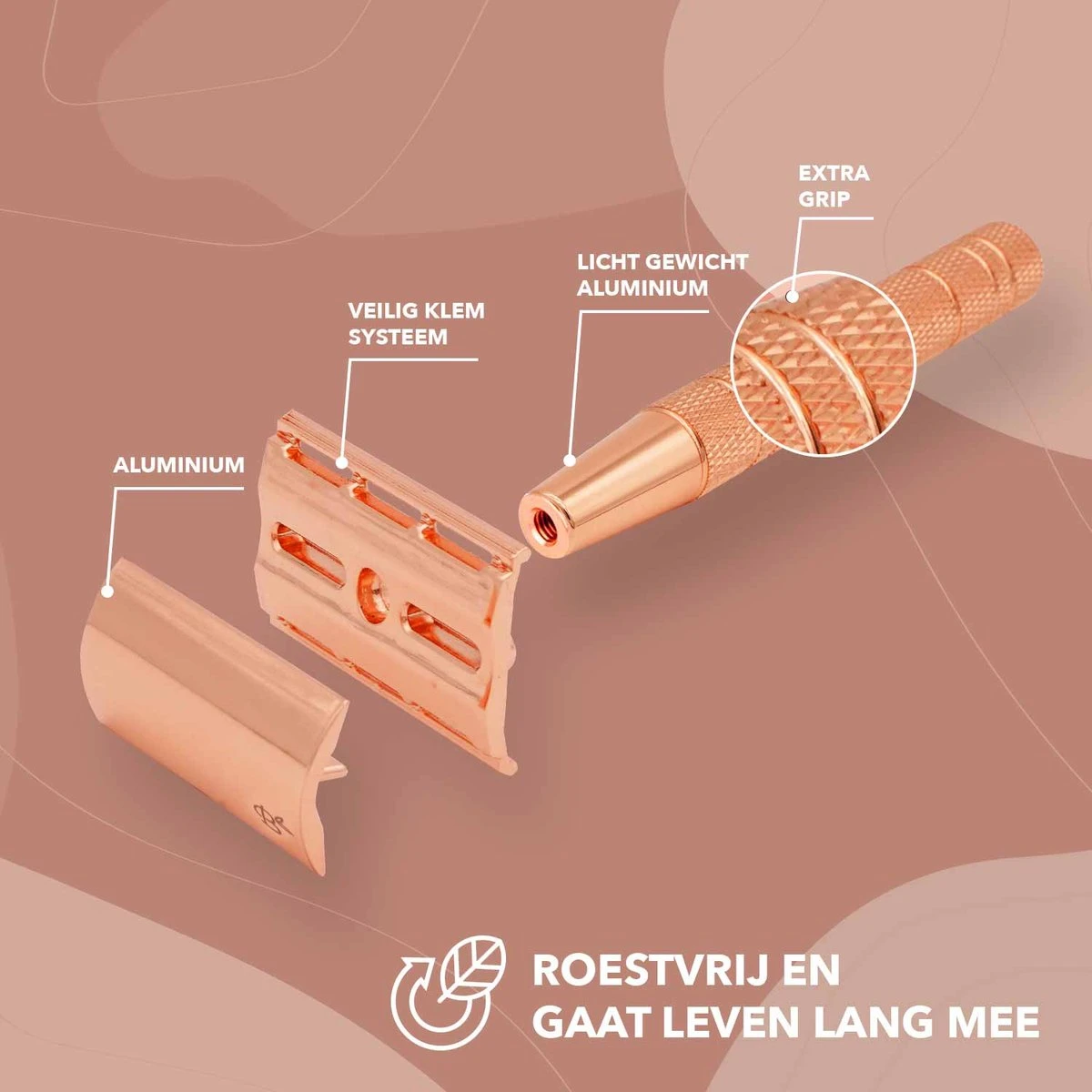 Safety Razor Starterkit Aluminium Voor Vrouw Rose Gold Goud - 20 Mesjes - Scheerkwast - Scheerzeep - Scheren Starterset - Afbeelding 5