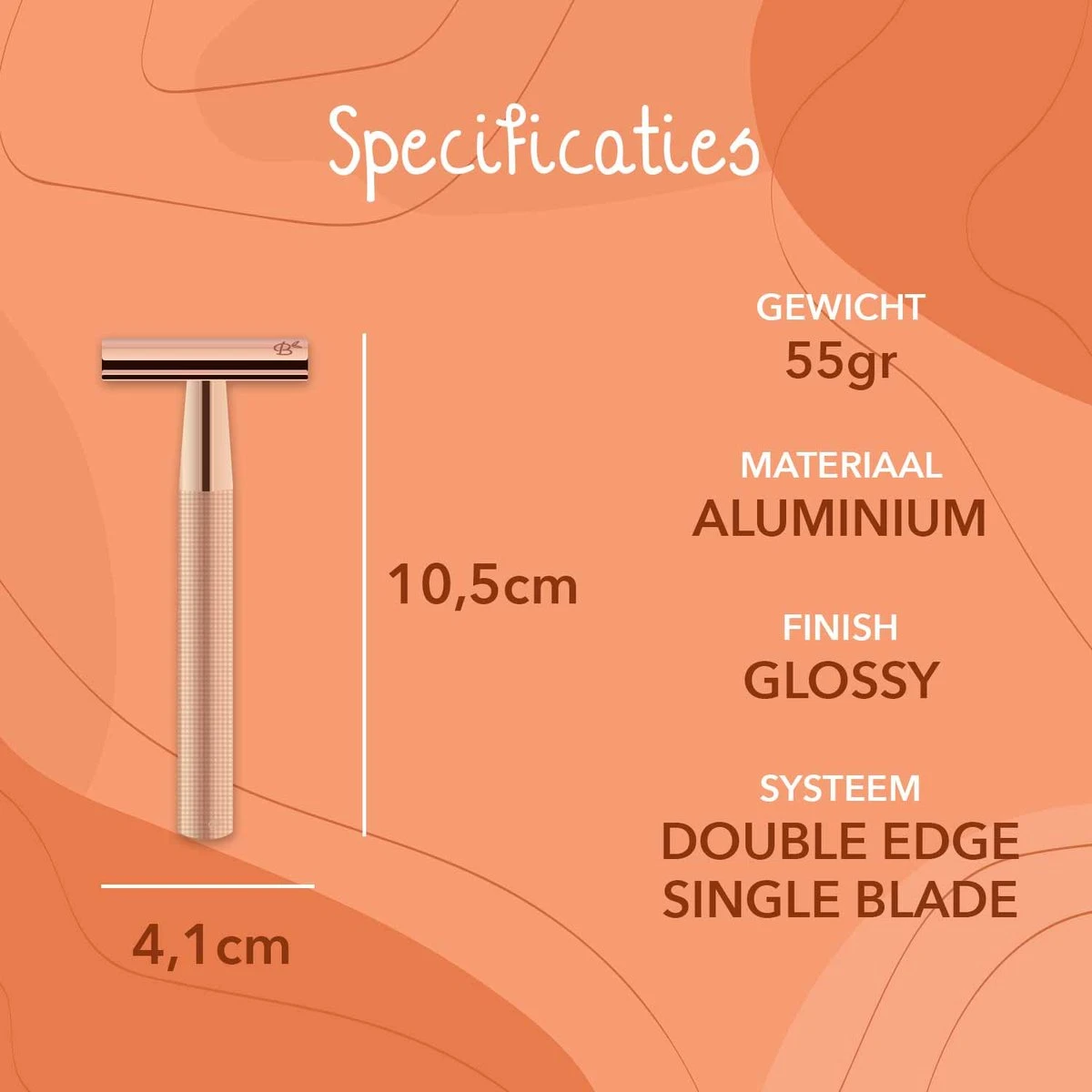 Bamboozy Safety Razor + 10 Scheermesjes Aluminium Rose Gold Goud Unisex Voor Vrouwen Scheermes 8 Bamboozy Safety Razor + 10 Scheermesjes Aluminium Rose Gold Goud Unisex Voor Vrouwen Scheermes - Afbeelding 6