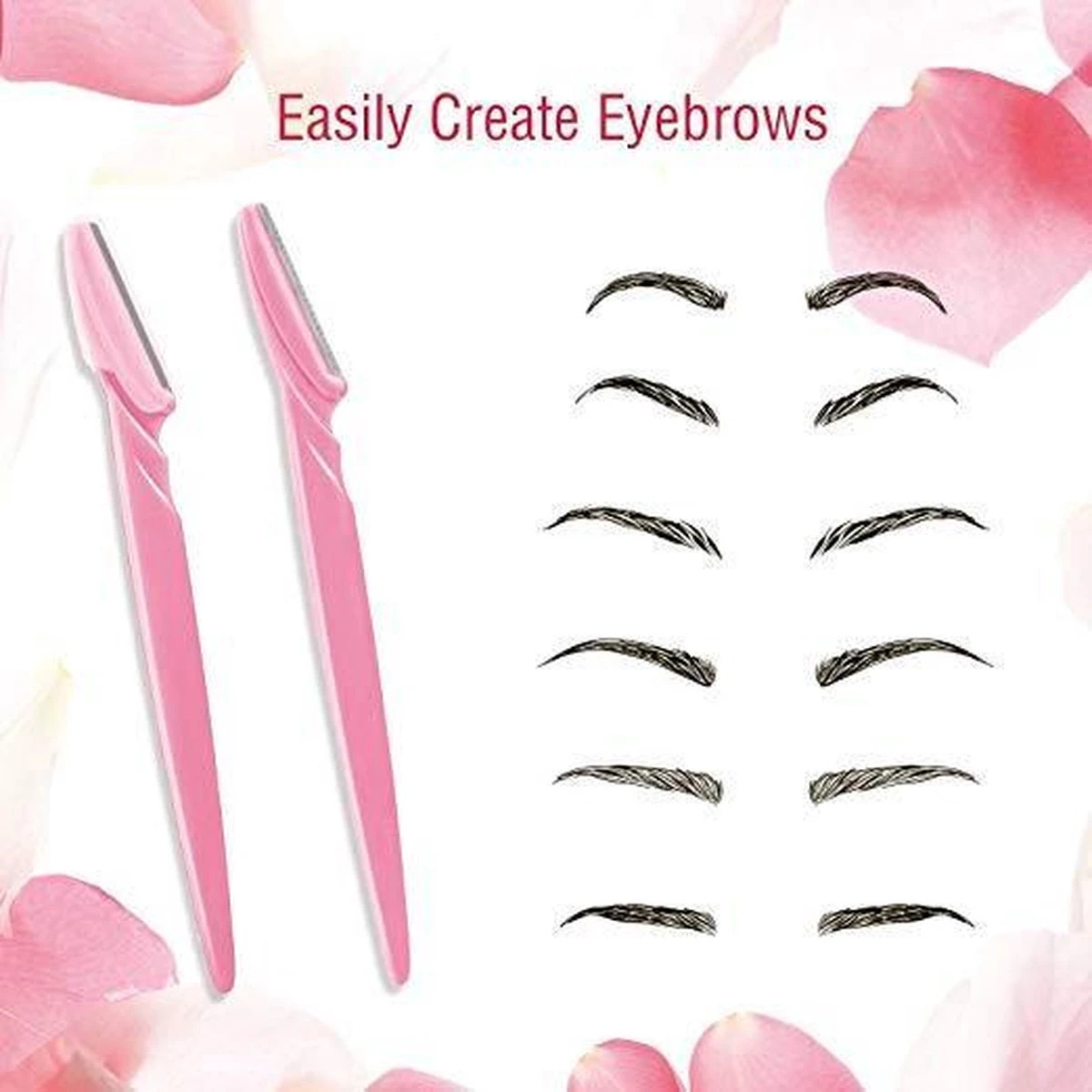 Tinkeke Premium Wenkbrauwen Scheermesjes - Haar Mesje - Set - 12 Stuks -14.5x3.8cm -Wenkbrauw Trimmer - Elektrische Scheerapparaat - Pijnloos Gezichtshaar Verwijderen - Haar Epilator - Wit Od Roze® - Afbeelding 4