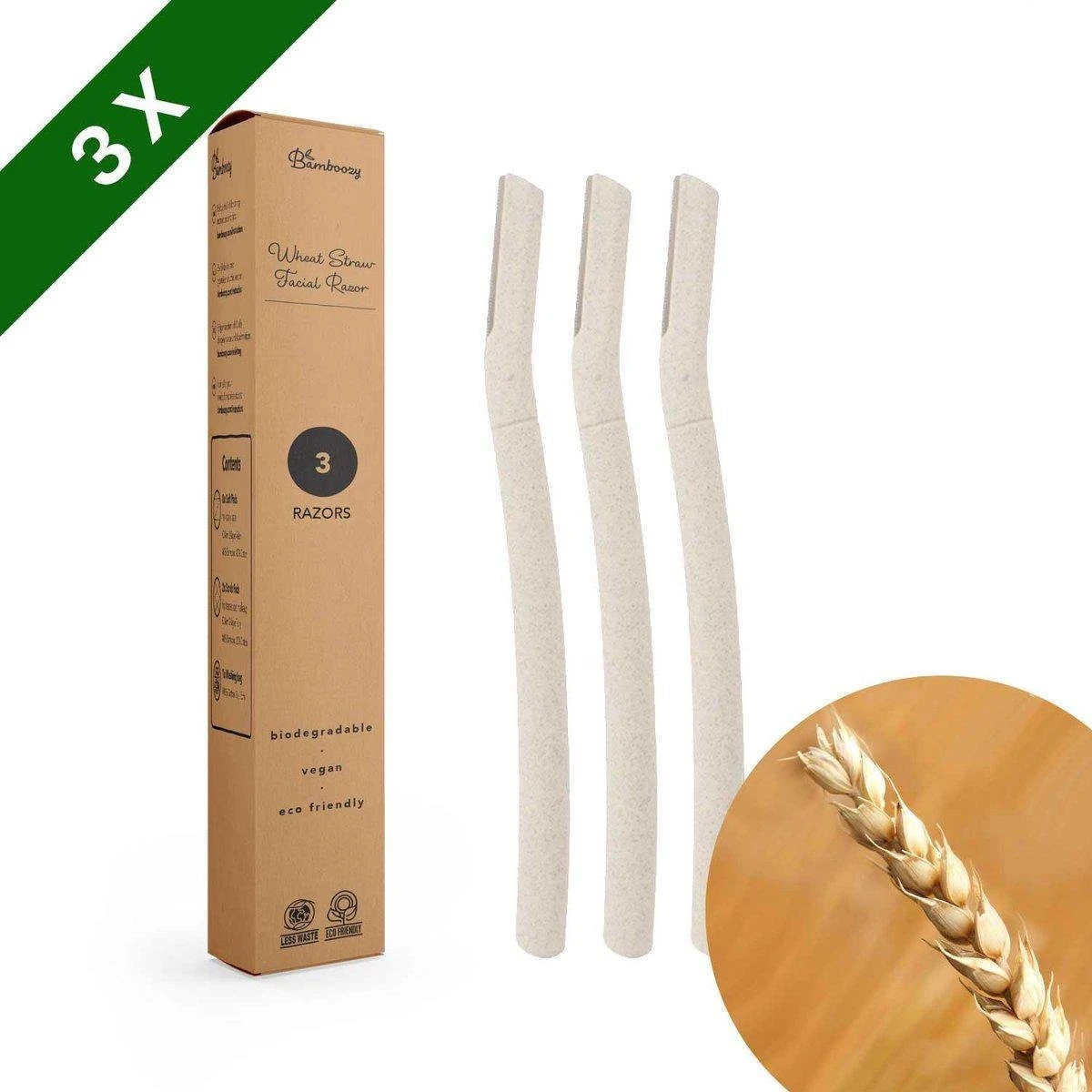 Bamboozy Dermaplaning 3x Wenkbrauw Scheermesje Mesje Van Tarwestro - Scheermes Gezicht Intieme Streek - Wenkbrauw Trimmer Epileren Eyebrow Razor