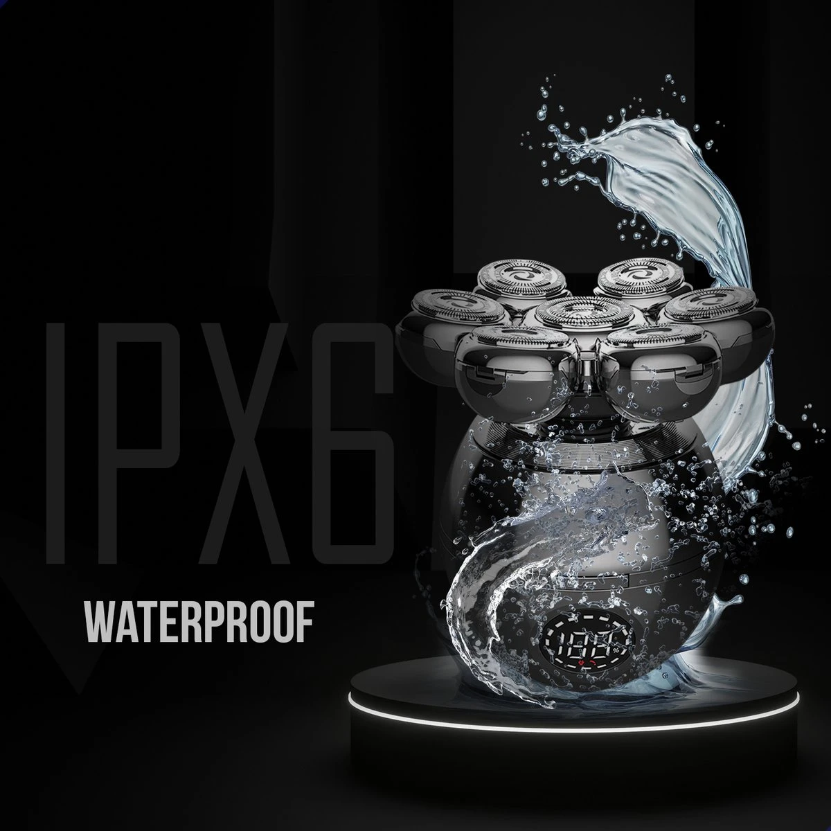 HYL® 8-in-1 Scheerapparaat Mannen - Skull Shaver – Neus & Baard Trimmer – Head Shaver - Draadloos Opladen - 7 Koppen - Zilver - Afbeelding 2