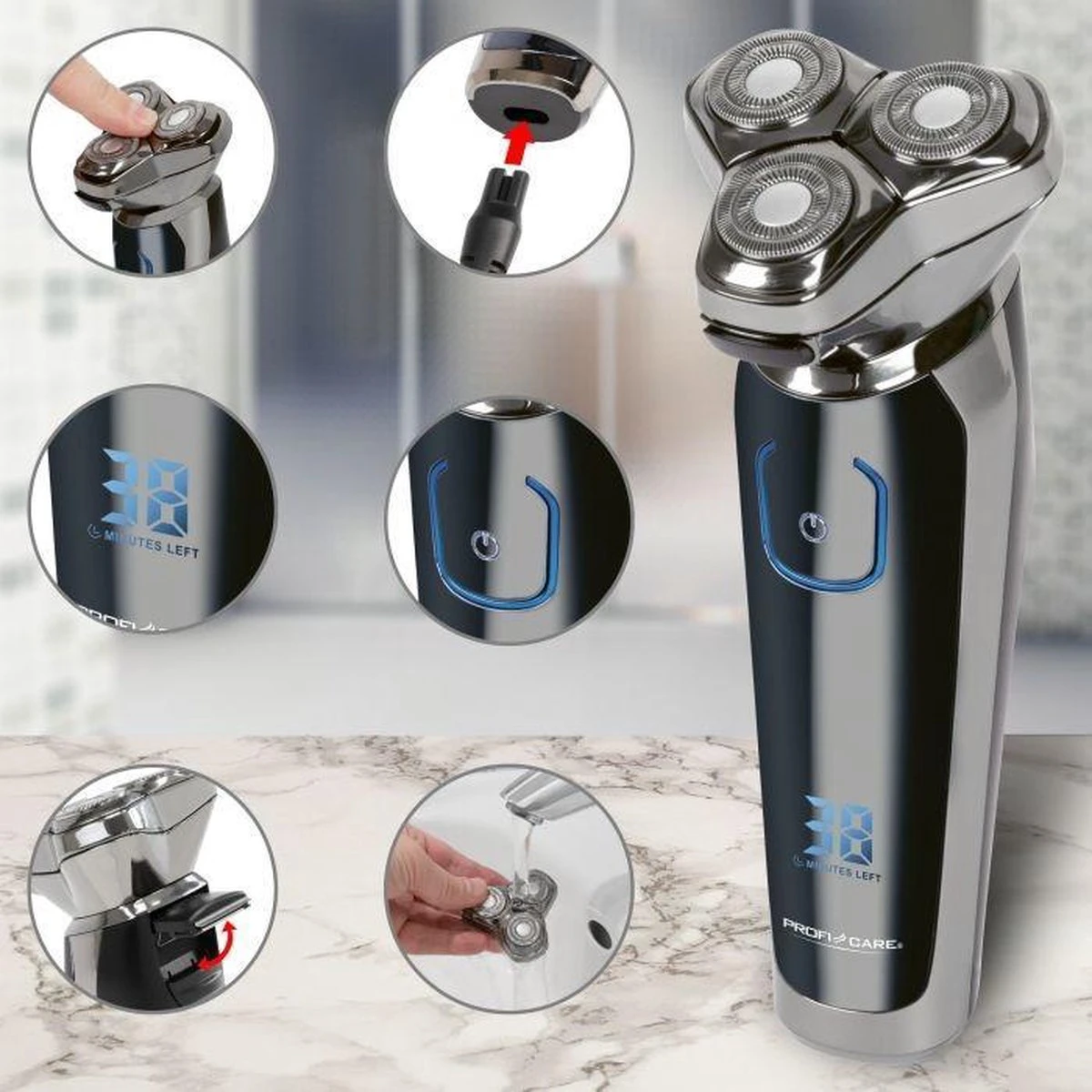 Clatronic ProfiCare HR 3023 - Scheerapparaat - Roterend Scheerapparaat - Trimmer - Chroom - Afbeelding 3