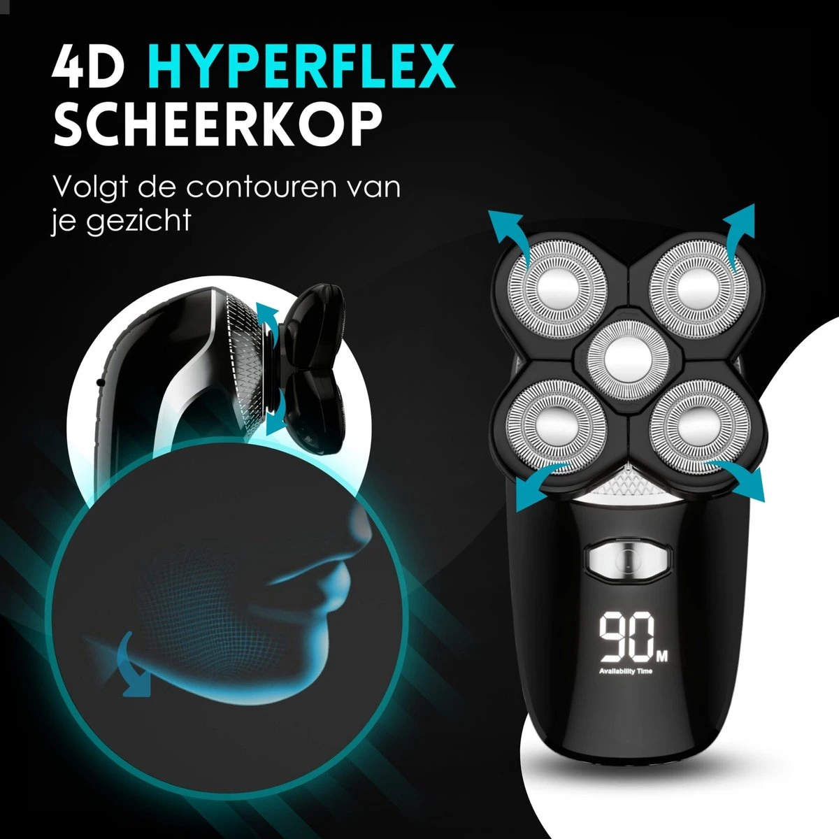 Beeperfect® 5-in-1 Scheerapparaat Mannen - Trimmer - Draadloos Nat En Droog Scheren - 5 Opzetstukken - Afbeelding 5