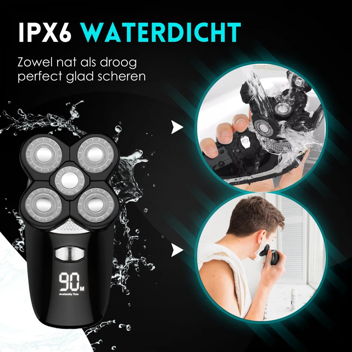 Beeperfect® 5-in-1 Scheerapparaat Mannen - Trimmer - Draadloos Nat En Droog Scheren - 5 Opzetstukken - Afbeelding 7