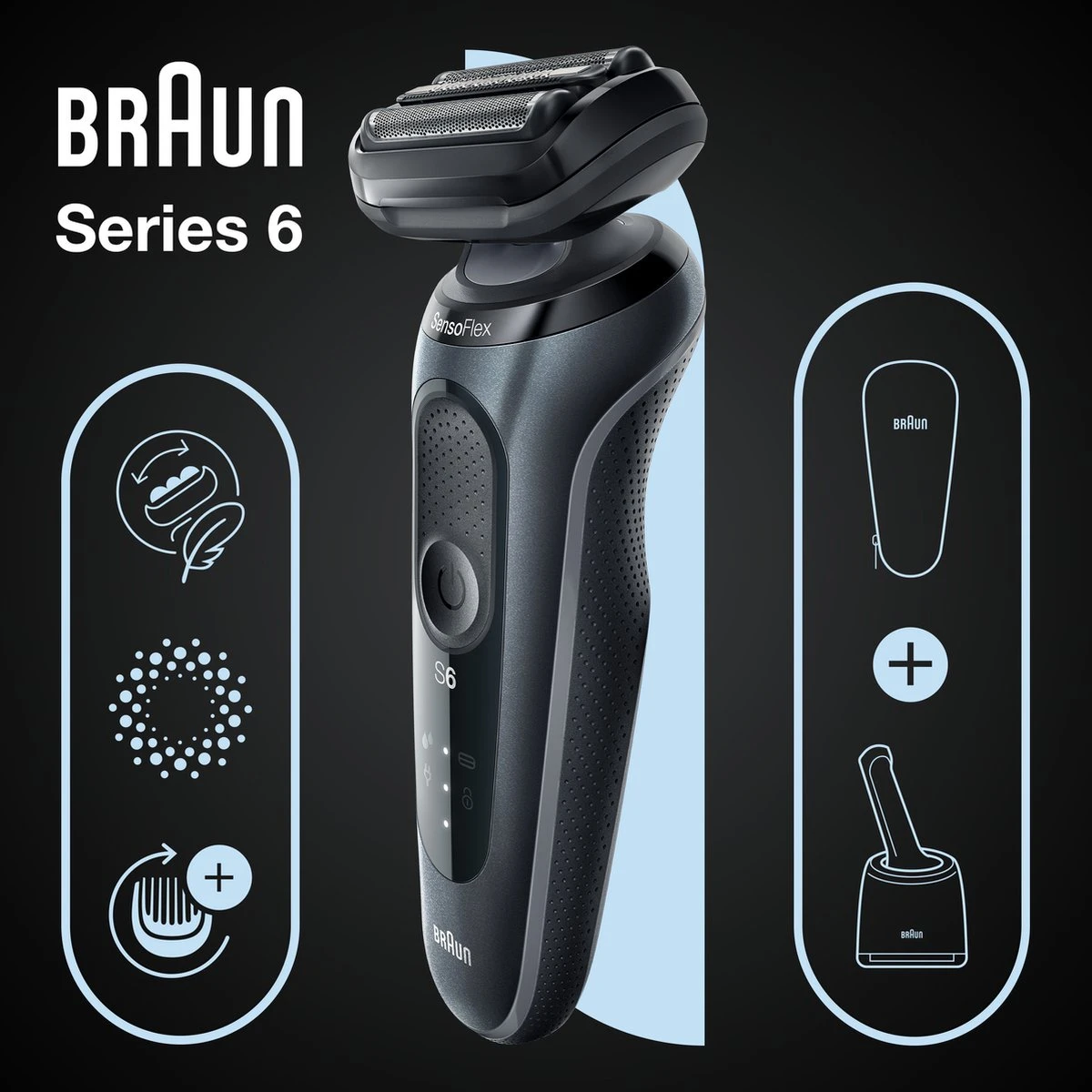 Braun Series 6 61-N7000cc - Elektrisch Scheerapparaat Mannen - Met SmartCare Center - Grijs - Afbeelding 2