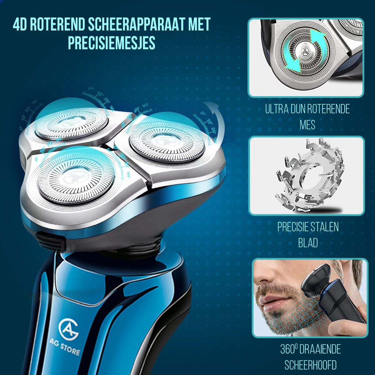 AG210 Scheerapparaat - Nat En Droog - Mannen - Scheerapparaten - Trimmer - Scheren - Draadloos - Tondeuse - Elektrisch Shaver - Baardtrimmer 8 AG210 Scheerapparaat - Nat En Droog - Mannen - Scheerapparaten - Trimmer - Scheren - Draadloos - Tondeuse - Elektrisch Shaver - Baardtrimmer - Afbeelding 6