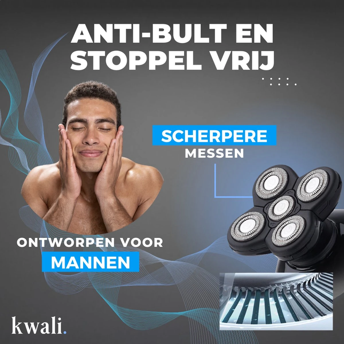 Kwali.® Scheerapparaat Mannen Pro 2023 - Baardtrimmer - Bodygroomer Mannen - Trimmer Baard - Draadloos - Waterbestendig - Blauw - Afbeelding 4