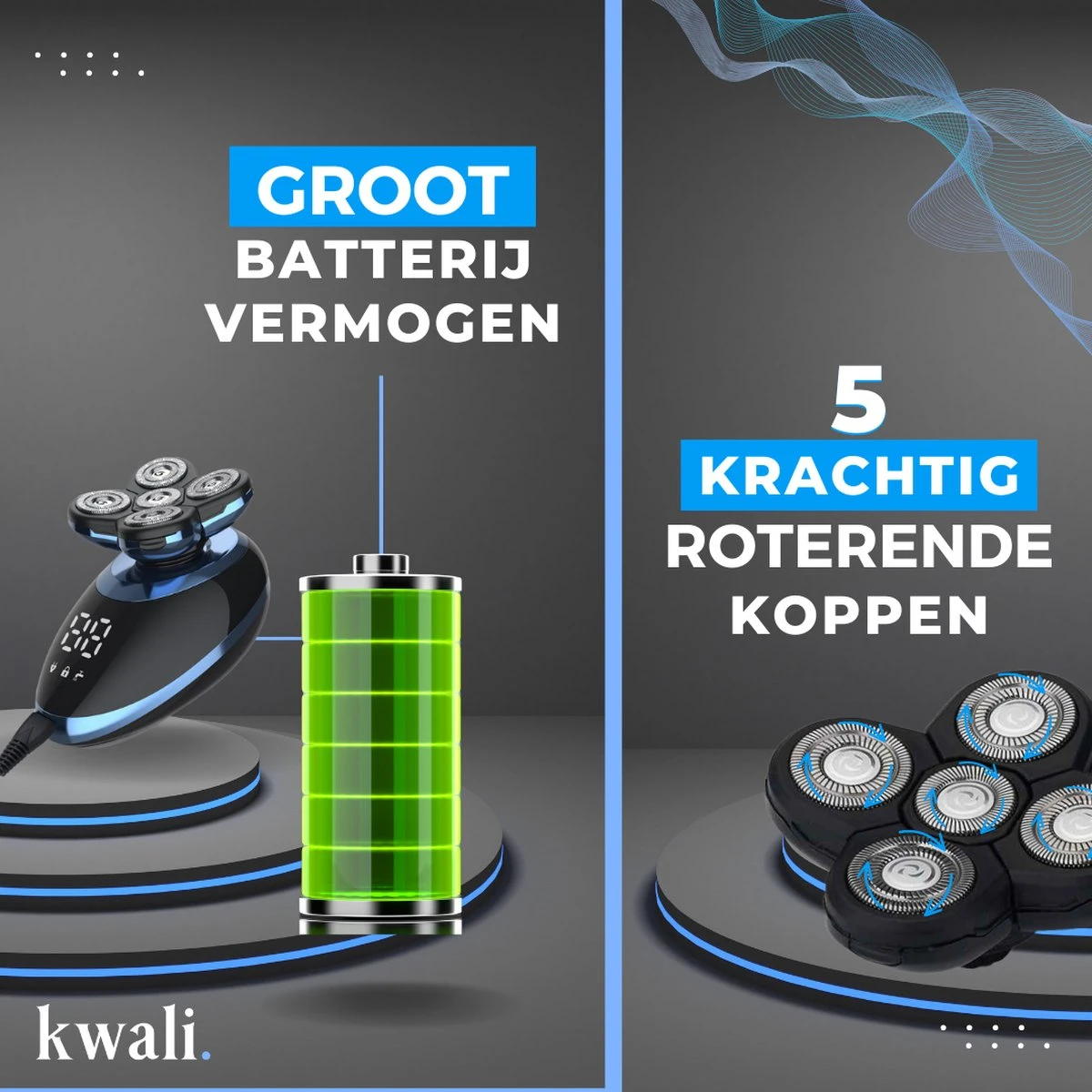 Kwali.® Scheerapparaat Mannen Pro 2023 - Baardtrimmer - Bodygroomer Mannen - Trimmer Baard - Draadloos - Waterbestendig - Blauw - Afbeelding 5