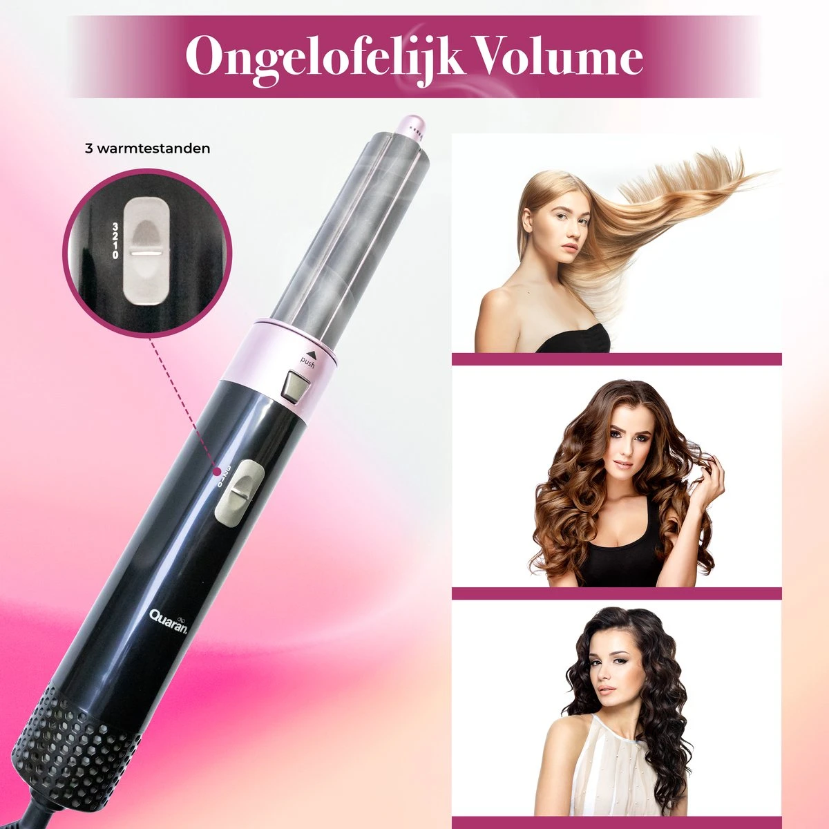 Quaran Airwrap - 5 In 1 Set - Föhnborstel - Krultang - Stijltang - Hairwrap - Haardroger Met Borstel - Krulborstel - Stijlborstel - Haarborstel - Multistyler - Afbeelding 4