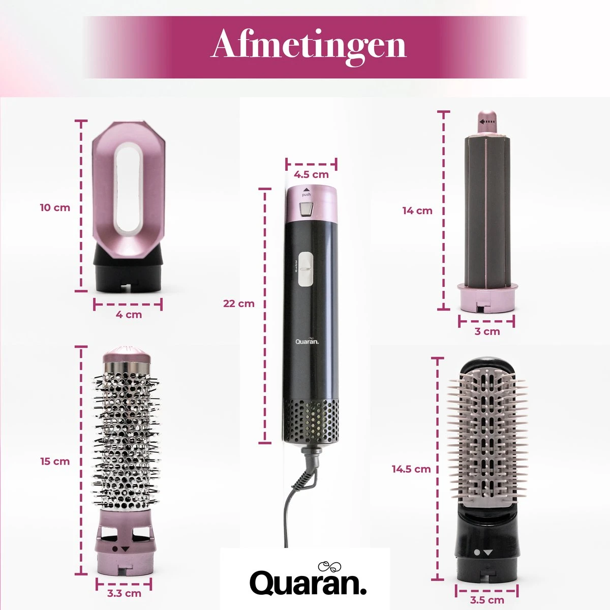 Quaran Airwrap - 5 In 1 Set - Föhnborstel - Krultang - Stijltang - Hairwrap - Haardroger Met Borstel - Krulborstel - Stijlborstel - Haarborstel - Multistyler - Afbeelding 7