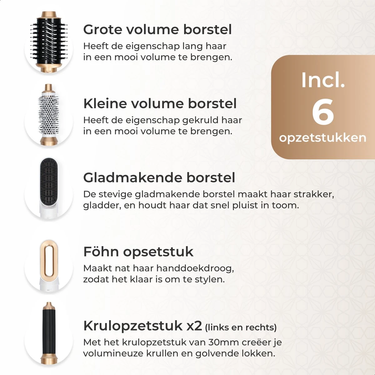 Tutabelle Airwrap - 6 In 1 Hairstyler - Multistyler - Krultang - Krulborstel - Haarstyler - Hairstyler - Stijltang - Wit - Afbeelding 2