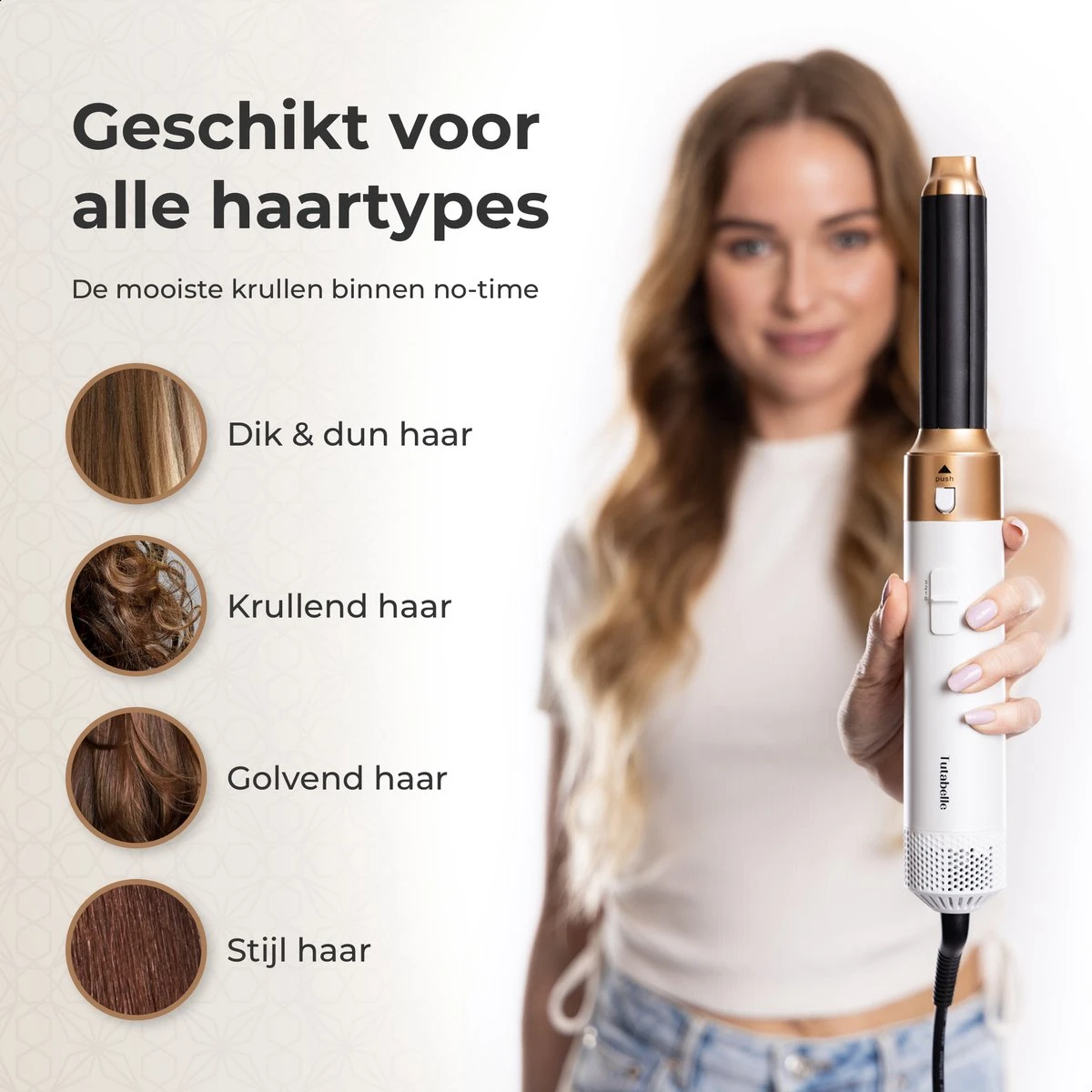 Tutabelle Airwrap - 6 In 1 Hairstyler - Multistyler - Krultang - Krulborstel - Haarstyler - Hairstyler - Stijltang - Wit - Afbeelding 3