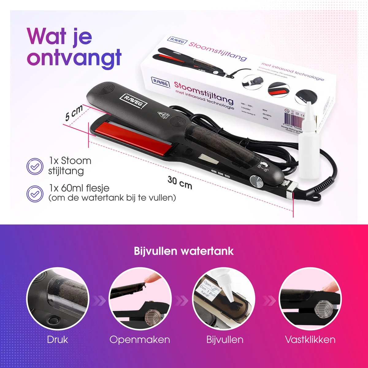 Stoom Stijltang Steampod 3.0 - RAVEG 9 Stoom Stijltang Steampod 3.0 - RAVEG - Afbeelding 7
