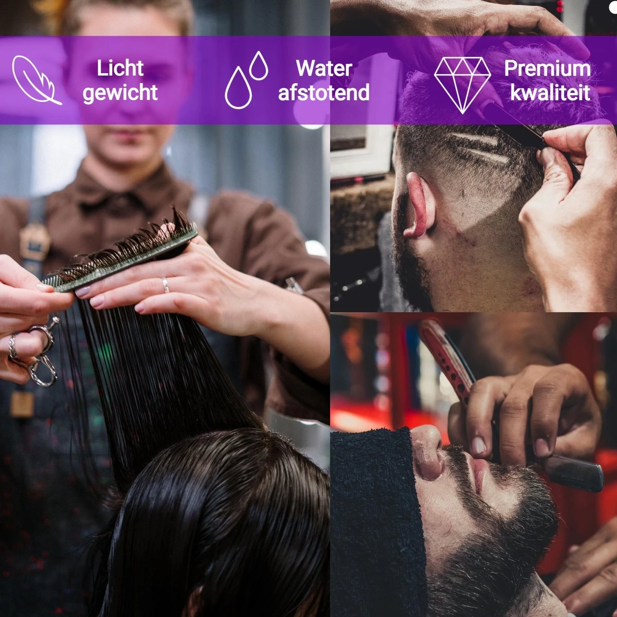 MESC Kappersmantel Kappersschort Kapmantel Kapper Tondeuse Kapperscape - Haar Knippen Thuis Of Salon - Volwassenen & Kinderen - 160 X 140cm - Afbeelding 3