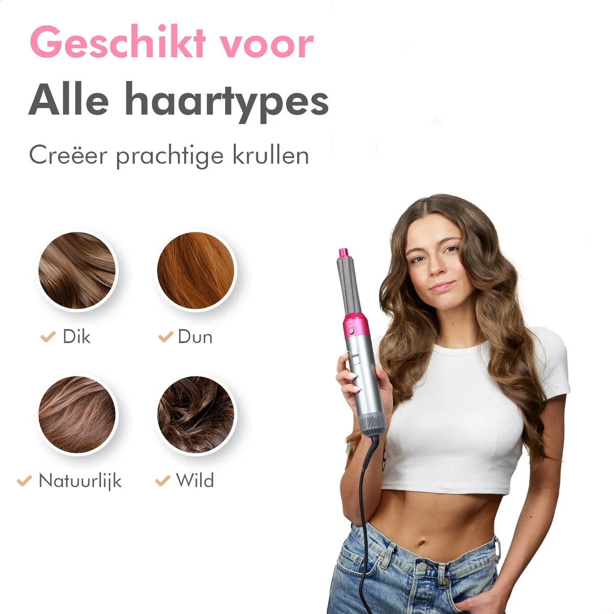 Dryze Airstyler Grey/pink Edition - Inclusief Leren Opbergdoos - Krultang - Föhn - Airwrap - Föhnborstel En Stijltang In 1 5 Dryze Airstyler Grey/pink Edition - Inclusief Leren Opbergdoos - Krultang - Föhn - Airwrap - Föhnborstel En Stijltang In 1 - Afbeelding 3