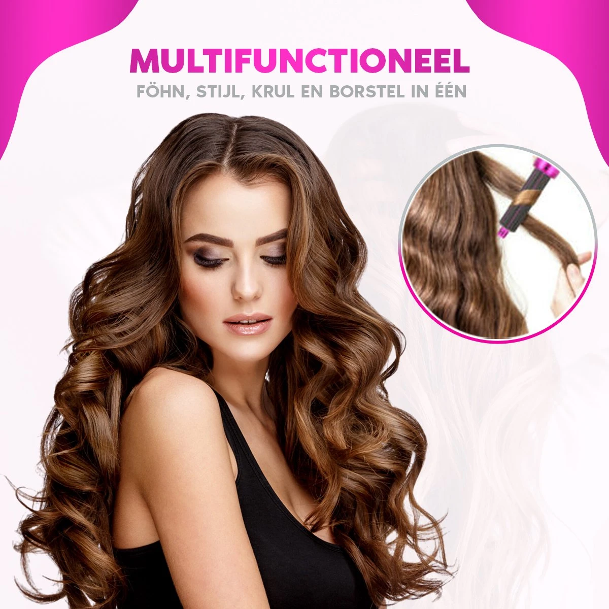 Airwrap Krultang - Krultang 5 In 1 - Föhnborstel - 5 In 1 Multi Styler - Haardroger Met Borstel - Zwart 10 Airwrap Krultang - Krultang 5 In 1 - Föhnborstel - 5 In 1 Multi Styler - Haardroger Met Borstel - Zwart - Afbeelding 8