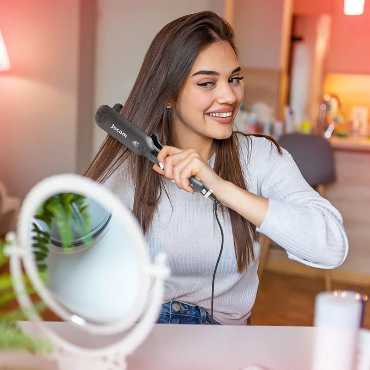 Jocam® Steampod - Professionele Stoom Stijltang - Krultang - Infrarood - Keramische Coating - Zwart - Afbeelding 2