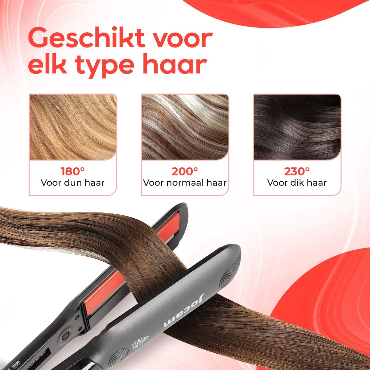 Jocam® Steampod - Professionele Stoom Stijltang - Krultang - Infrarood - Keramische Coating - Zwart - Afbeelding 5