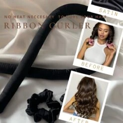 Heatless Curls - Heatless Curling Ribbon - Heatless Haarkruller - Krullen Zonder Hitte - Zwart Zijde