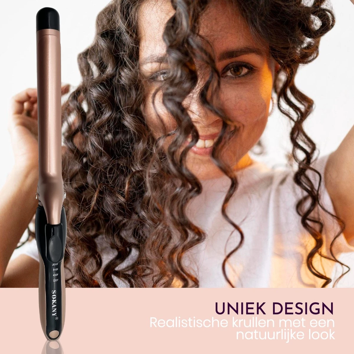 Sokany 25mm Curling Tong Krultang - 5 Temperatuurinstellingen - Compacte Krullen - Afbeelding 3