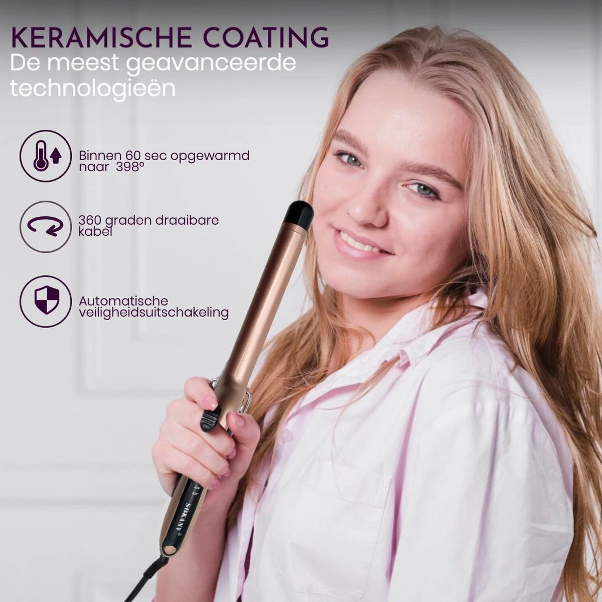 Sokany 25mm Curling Tong Krultang - 5 Temperatuurinstellingen - Compacte Krullen - Afbeelding 6