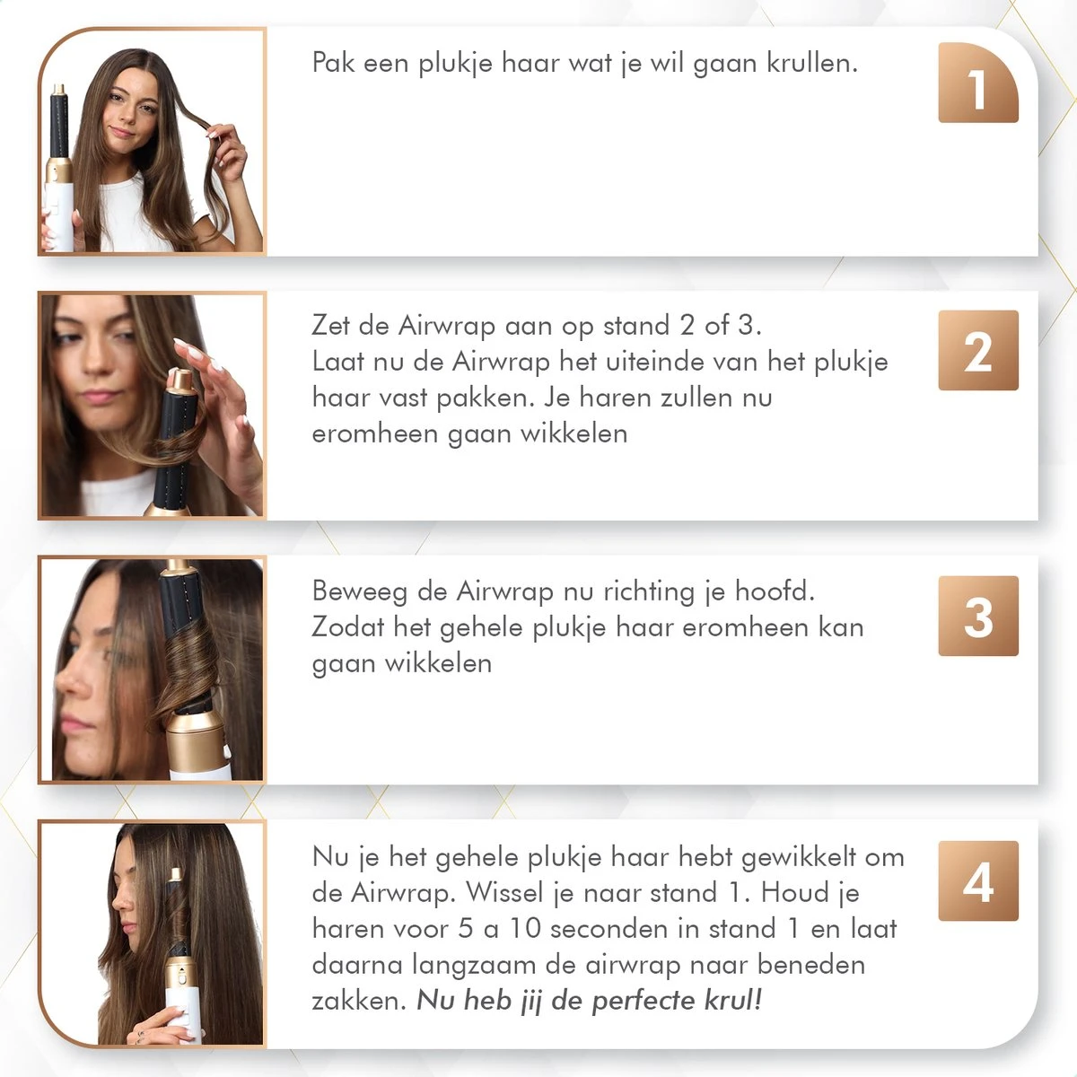 Dryze Airstyler Crème White/gold - Krultang - Föhn - Airwrap - Föhnborstel En Stijltang In 1 - Afbeelding 7