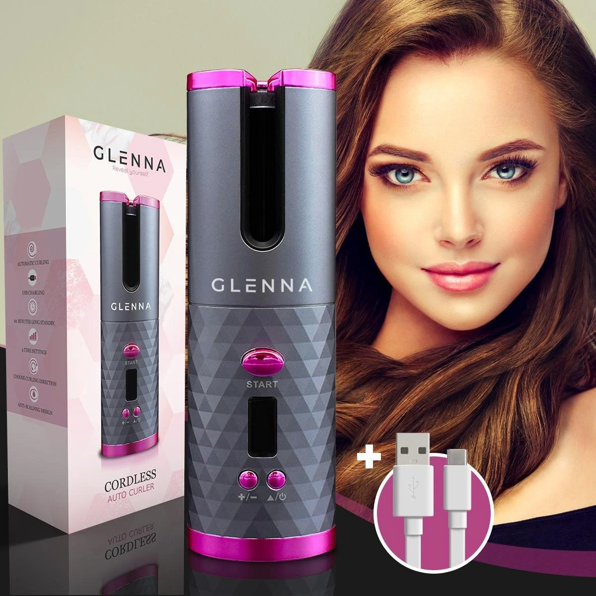 GLENNA® Automatische Krultang - Draadloos - Afbeelding 8