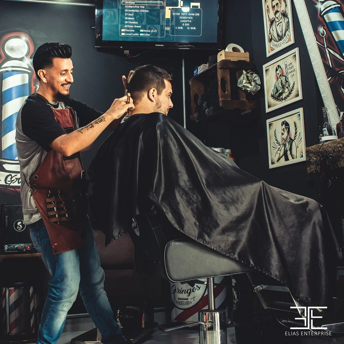 Elias Enterprise - Kappersmantel - Kapmantel - Elastische Halssluiting - Metalen Gesp - Kapperscape - Afbeelding 5