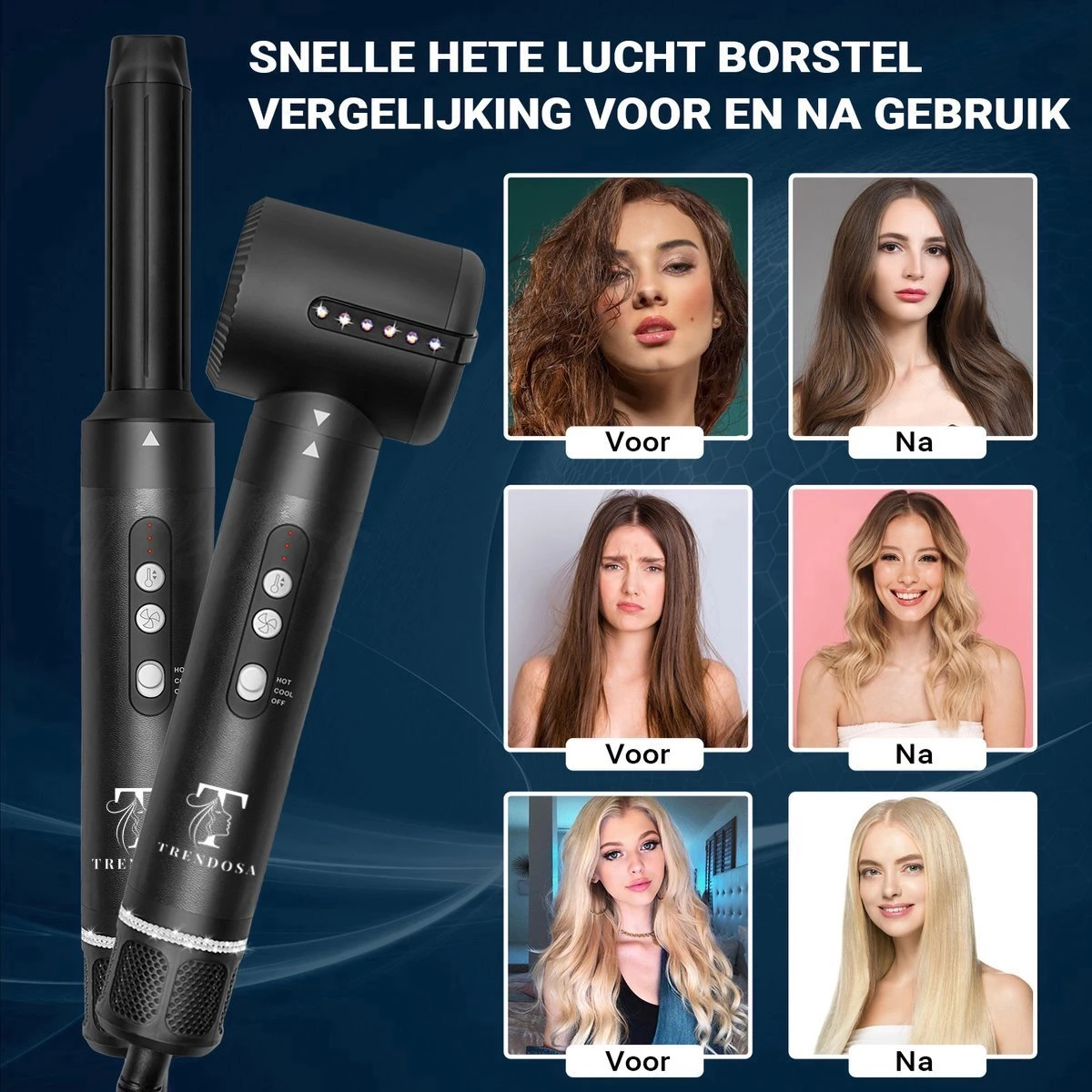 Trendosa Airwrap Set -Airstyler-7 In1- Föhnborstel- Stijlborstel- Inclusief Hitte Handschoen En Haarclips - Afbeelding 3