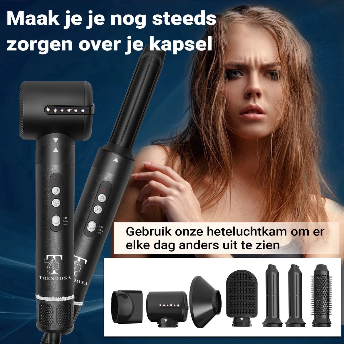 Trendosa Airwrap Set -Airstyler-7 In1- Föhnborstel- Stijlborstel- Inclusief Hitte Handschoen En Haarclips - Afbeelding 7