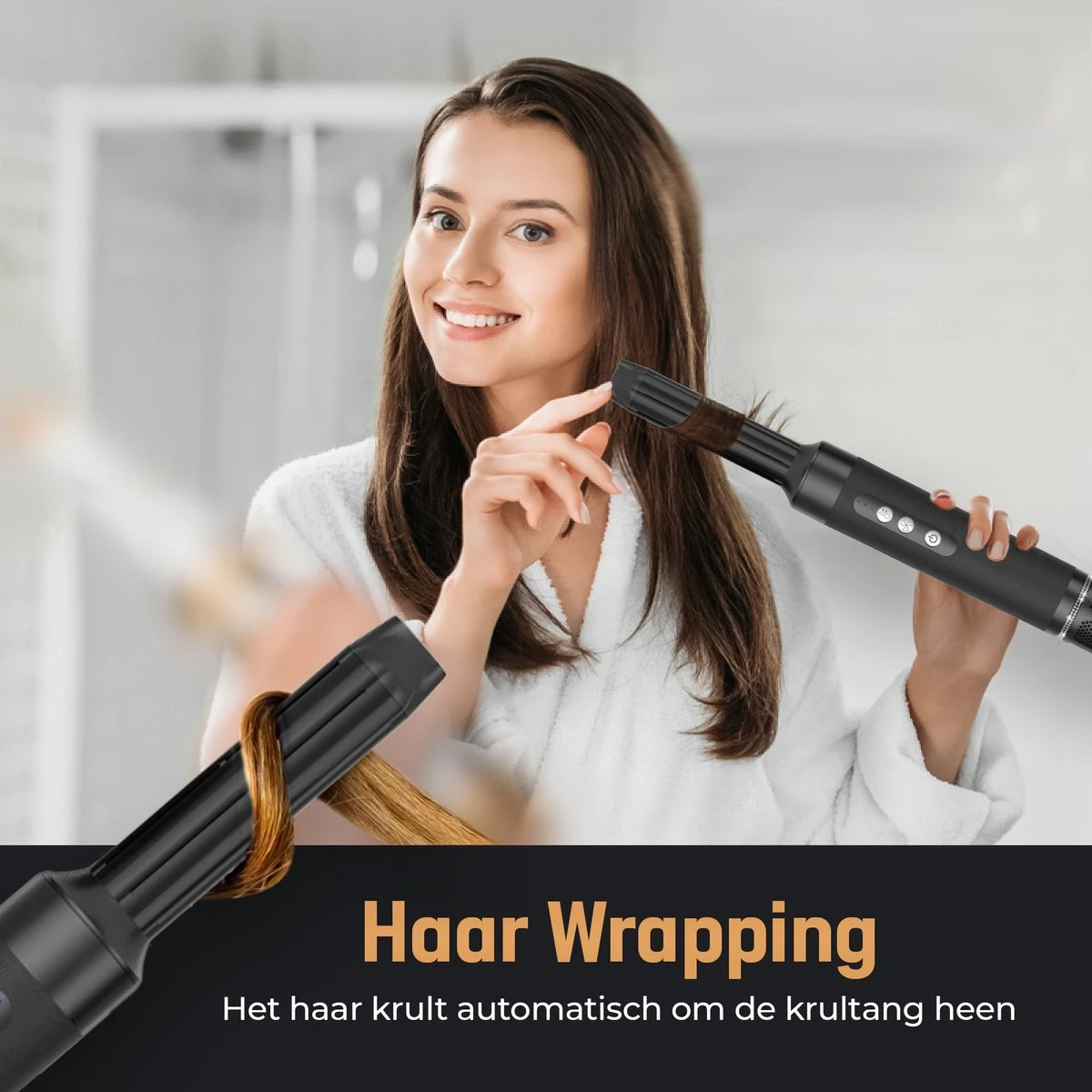 RYCE ® Multistyler PRO - 7 In 1 - Krultang - Föhnborstel - Stijltang - Krulborstel - Airstyler - Automatische Krultang - Haardroger Met Borstel - Hairwrap - Inclusief Hitte Handschoen - Zwart - Afbeelding 3