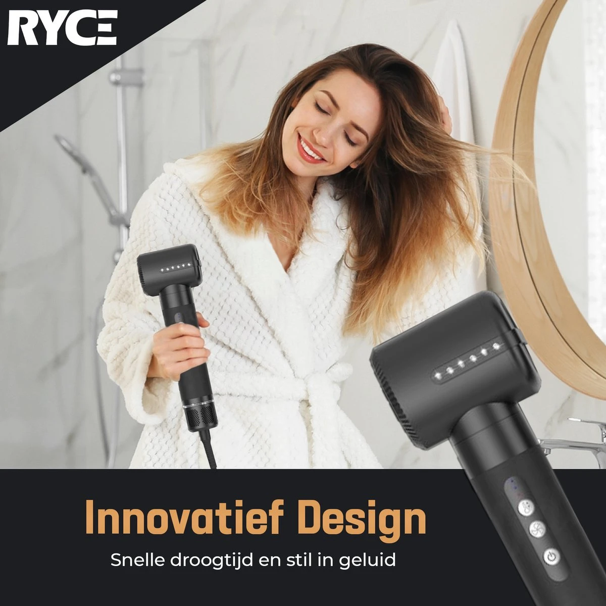 RYCE ® Multistyler PRO - 7 In 1 - Krultang - Föhnborstel - Stijltang - Krulborstel - Airstyler - Automatische Krultang - Haardroger Met Borstel - Hairwrap - Inclusief Hitte Handschoen - Zwart - Afbeelding 7