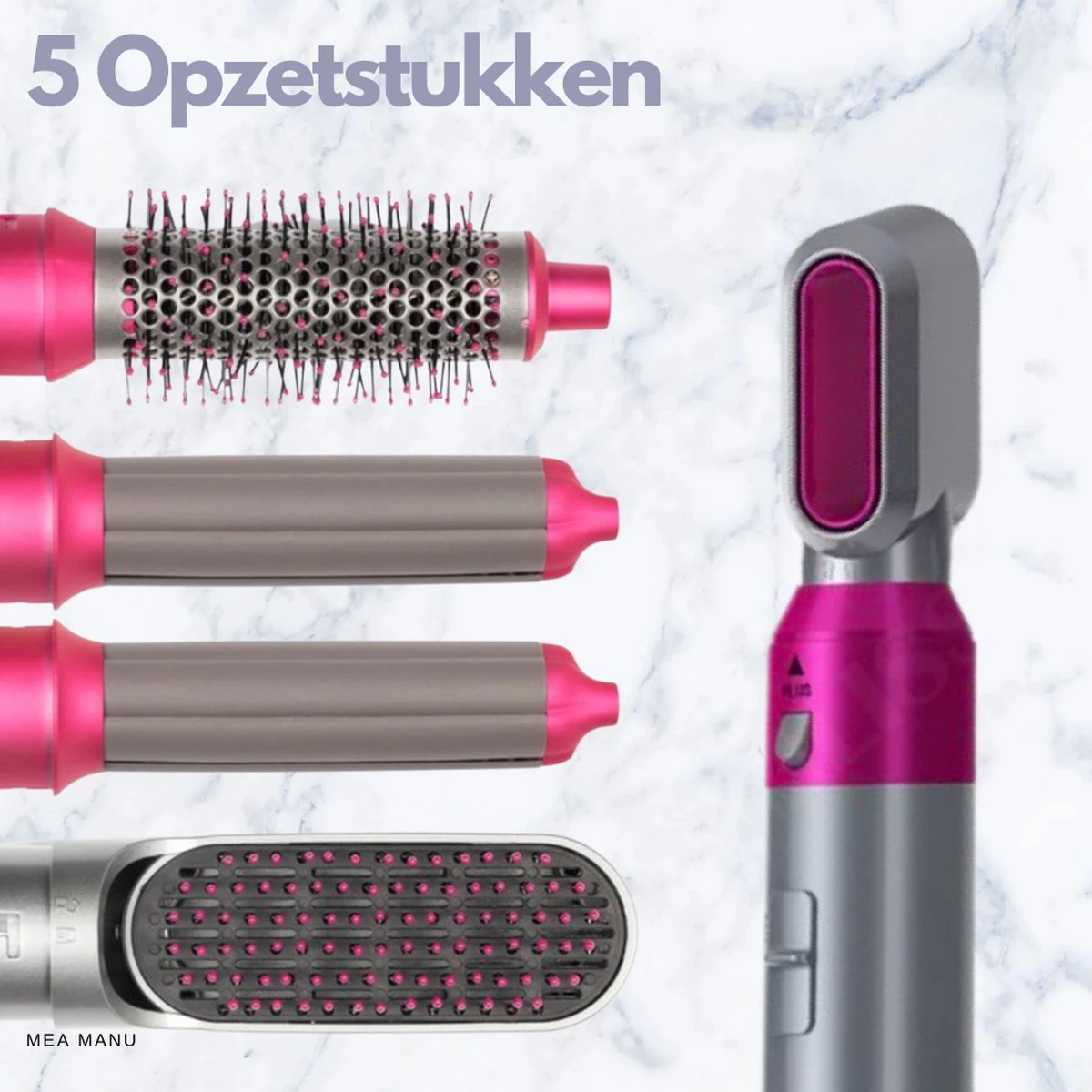 Mea Manu® - Airwrap - Krultang 5 In 1 – Föhnborstel - Hetelucht Borstel - Stijlborstel - Valentijn Cadeautje Voor Haar - Haardroger - Airstyler - Elektrische Krultang 5 In 1 - Krulborstel – Haarborstel Electrisch - Ionische Haardroger - Afbeelding 4
