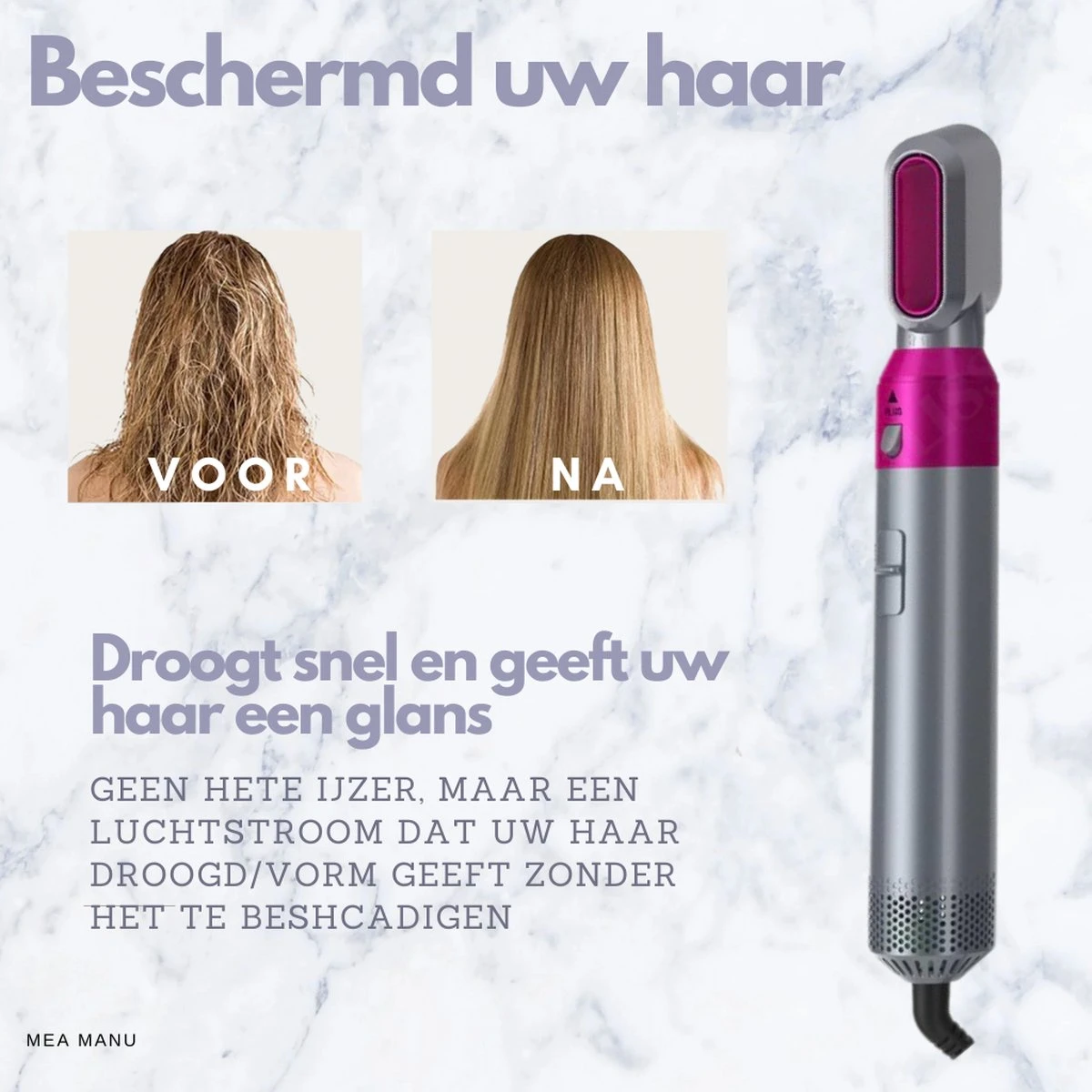 Mea Manu® - Airwrap - Krultang 5 In 1 – Föhnborstel - Hetelucht Borstel - Stijlborstel - Valentijn Cadeautje Voor Haar - Haardroger - Airstyler - Elektrische Krultang 5 In 1 - Krulborstel – Haarborstel Electrisch - Ionische Haardroger - Afbeelding 8