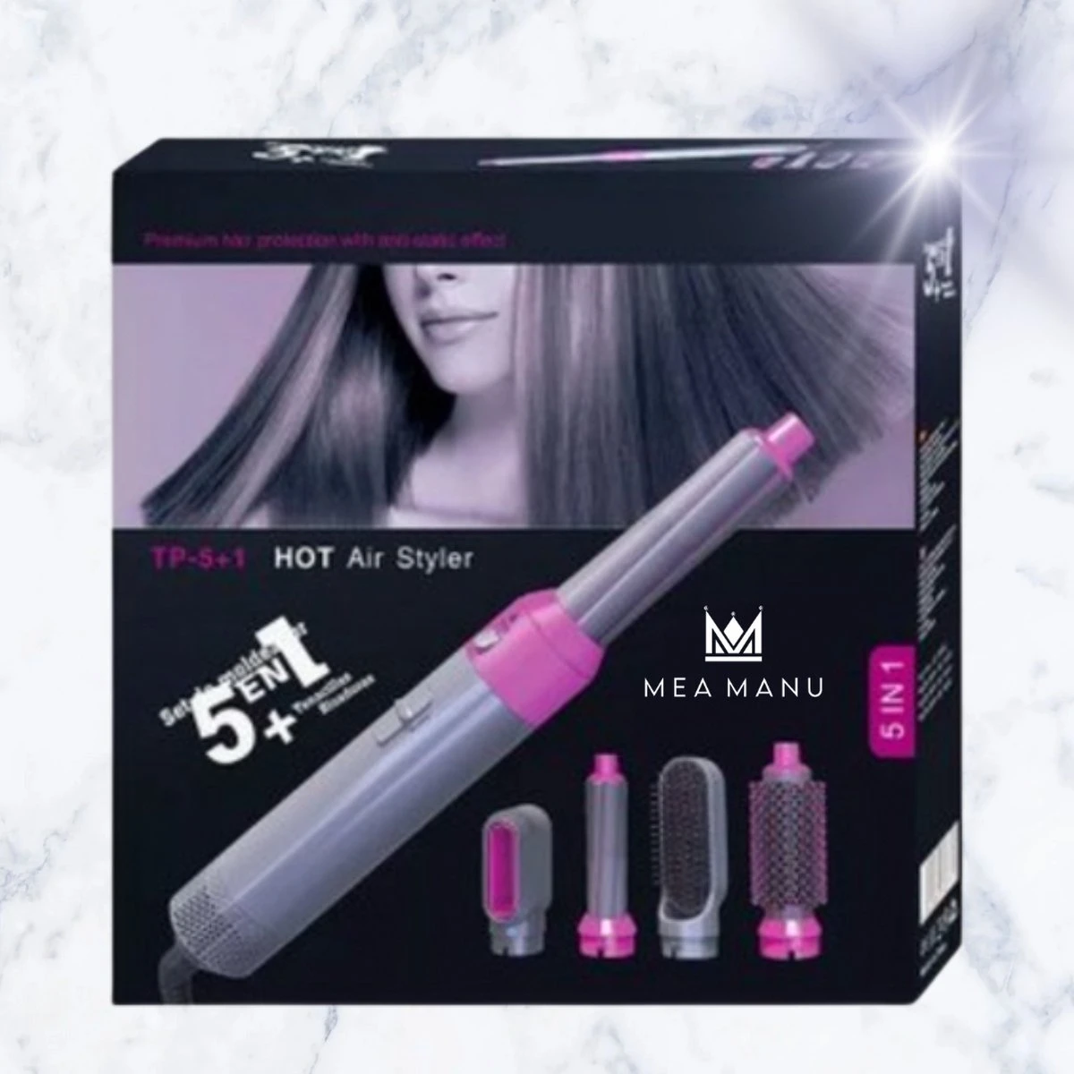 Mea Manu® - Airwrap - Krultang 5 In 1 – Föhnborstel - Hetelucht Borstel - Stijlborstel - Valentijn Cadeautje Voor Haar - Haardroger - Airstyler - Elektrische Krultang 5 In 1 - Krulborstel – Haarborstel Electrisch - Ionische Haardroger - Afbeelding 10